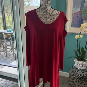 Clara Sun Woo Red Cold Shoulder Tunic